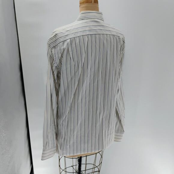 Ermenegildo Zegna Shirt Men’s 41/16 White Green Striped Long Sleeve Button Up - Picture 9 of 14